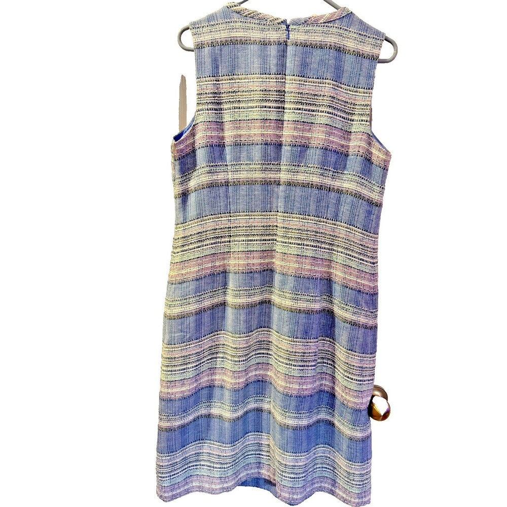 Talbots NWT Dress Sz 10 Blue Stripe Sleeveless A-Line Knee Length Classic Chic - Picture 7 of 11